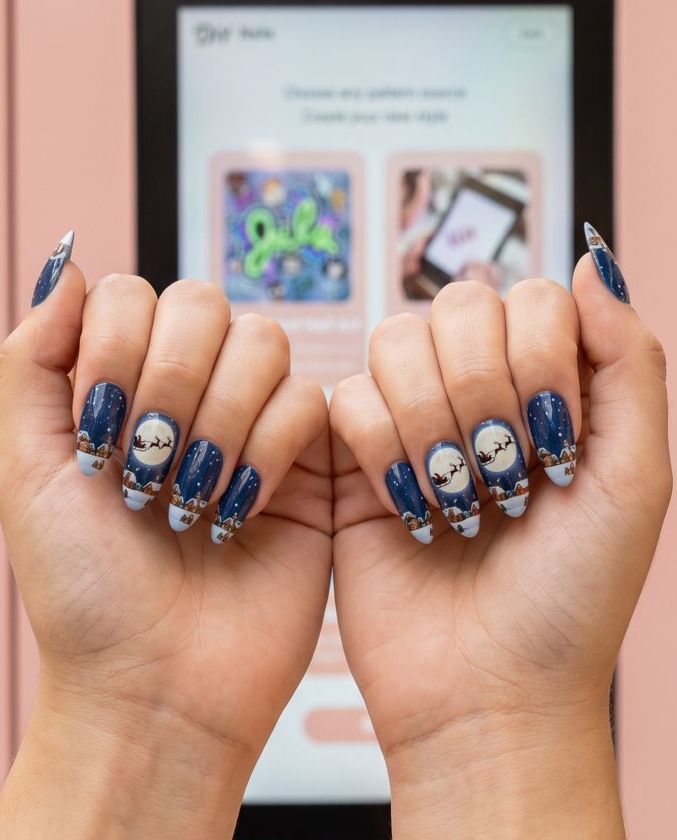 Uñas con el trineo bajo la luna